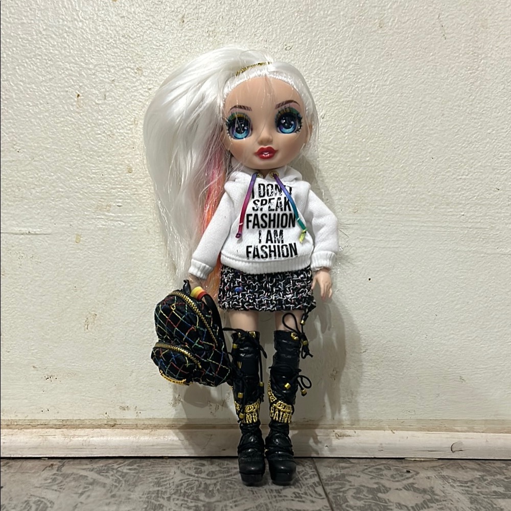 Fashion Doll with White Hair and Stylish Outfit